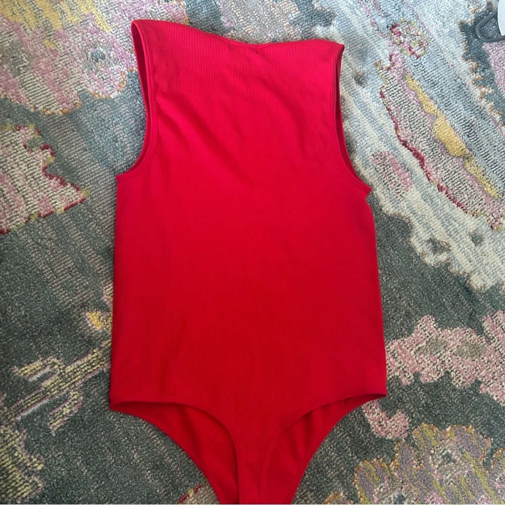 Red Ribbed Bodysuit NWT size M - Picture 6 of 8